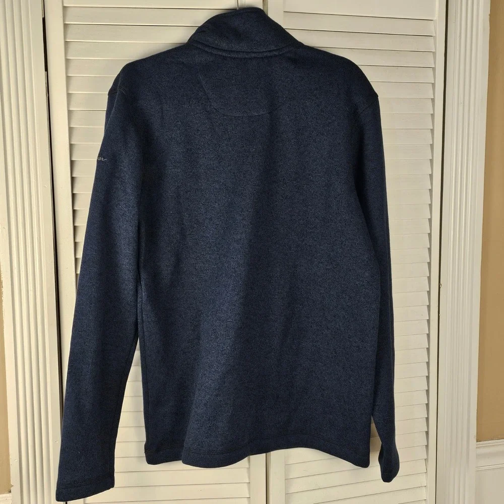 NWT Eddie Bauer Mens Heather Dress‎ Blues Full Zip Sweater Jacket Large